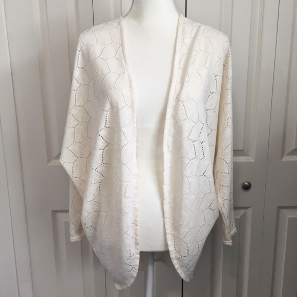 H&M Cream Leaf Cutout Cardigan Size M - Picture 1 of 5